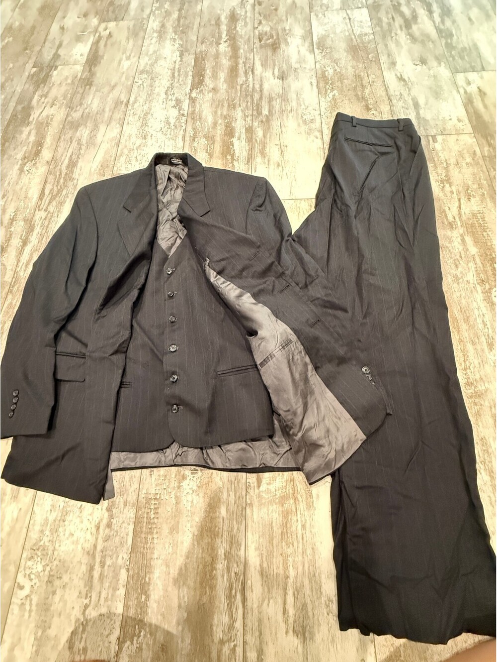 Gianfranco Ruffini 39 Pinstripe 3 Piece Wool Suit